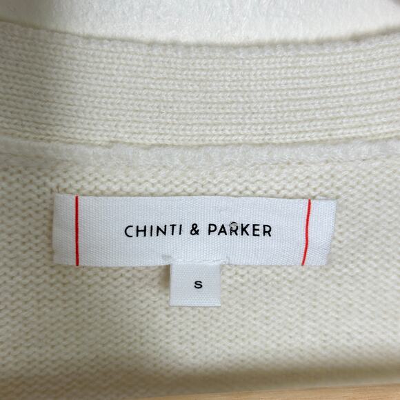 CHINTI & PARKER Cashmere Wool Blend Fringe Cardigan Ivory Cream Sz S {FF40} - Picture 5 of 6